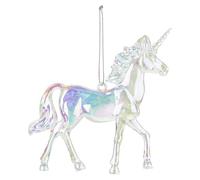 VFM e-Store - Christmas Tree Decoration Iridescent Acrylic Unicorn X 1 Stocking Filler Xmas Present Celebration Festive Winter Ornaments - 12cm Iridescent