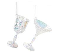 VFM e-Store - Christmas Tree Decoration Wine Martini 1 X Varied Design Stocking Filler Xmas Present Celebration Festive Winter Ornaments - 10. 5cm Iridescent