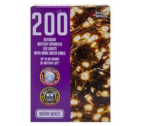 VFM e-Store - Christmas Warm White String Lights 200 Bulbs 12M - 50cm Lead Festive Indoor Xmas Oraments - 15.2cm X 10cm White X 1