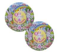 VFM e-Store - Easter 7" Plates Disposable Tableware Partyware Egg Hunt Games Party Fun Events - 18cm X 18cm Multicolour X 2