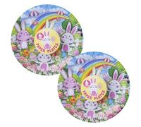 VFM e-Store - Easter 9" Paper Plates Disposable Tableware Partyware Egg Hunt Games Party Fun Events - 23cm X 23cm Multicolour X 2