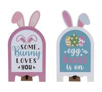 VFM e-Store - Easter Bunny Easel Sign Decoration Egg Hunt Games Party Fun Events - 32cm X 17cm Multicolour X 2
