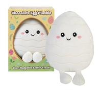 VFM e-Store - Easter Egg Soft Toy In Gift Box Plush Gift Egg Hunt Prize - 19cm X 15cm White Chocolate Egg X 1