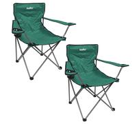 VFM e-Store Folding Camping Chair with Carry Bag & Cup Holder 51cm x 81cm 2 Pack in Green | Size: 51 cm x 81 cm VFM e-Store Green 51 cm x 81 cm