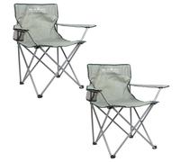 VFM e-Store Folding Camping Chair with Carry Bag & Cup Holder 51cm x 81cm 2 Pack in Grey | Size: 51 cm x 81 cm VFM e-Store Grey 51 cm x 81 cm