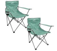 VFM e-Store Folding Camping Chair with Carry Bag & Cup Holder 51cm x 81cm 2 Pack in Light Green | Size: 51 cm x 81 cm VFM e-Store Light Green 51 cm x 81 cm