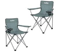 Vfm E-Store - Folding Camping Chair With Carry Bag Cup Holder Pack Away 51 Cm X 81 Cm Grey Of 2