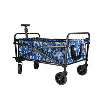 VFM e-Store - Folding Trolly Cart 40Kg Capacity Collapsible 2 Storage Pouches Heavy-Duty Sturdy Frame, Outdoors Camping Hiking Holidays Festivals Travel - Blue Camo