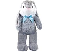 VFM e-Store - Giant Bunny Soft Toy Plush, 75cm Tall - Super Soft Easter Gift Teddy, Baby Teddy With Ribbon & Embroidered Details - Xl Grey Stuffed Woodland Animal Easter Bunny