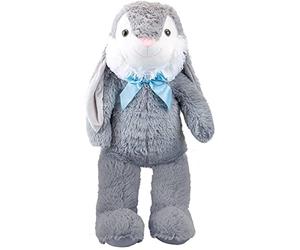 VFM e-Store - Giant Bunny Soft Toy Plush, 75cm Tall - Super Soft Easter Gift Teddy, Baby Teddy With Ribbon & Embroidered Details - Xl Grey Stuffed Woodland Animal Easter Bunny