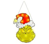 VFM e-Store -Grinch Christmas Light Up Wall Festive Decoration 40cm X 30cm Green X 1 Gift Ornament Dr Seuss Xmas Theme Fun Design - 40cm X 30cm Green X 1