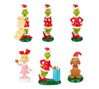 VFM e-Store - Grinch Christmas Tree Hanging Decoration Festive Partyware Dr Seuss Xmas Theme - 8cm X 3cm Variety X 6 Pack