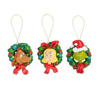 VFM e-Store - Grinch Christmas Tree Hanging Decoration Festive Partyware Dr Seuss Xmas Theme - 8.5 X 6.5cm Variety X 3 Pack