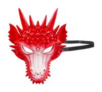 VFM e-Store - Halloween Dragon Mask Party, Trick Or Treat Spooky Parties, Creepy, Fright, Costume, Fancy Dress Accessories and Props - 31. 6cm Red