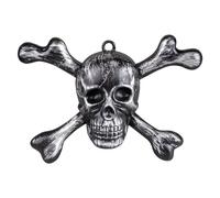 VFM e-Store - Halloween Wall Decorations Skull & Crossbones Party, Trick Or Treat Spooky Halloween Parties, Creepy, Fright, Costume, Fancy Dess Accessories and Props - Silver