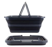 VFM e-Store - Large Basket Wash Basin Pop Up Collapsible Easy Storage - Camping, Travel Holiday Accessories for Summer - 34cm X 36cm Grey X 1