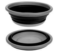 VFM e-Store - Large Bowl 7L Capacity Pop Up Collapsible Easy Storage - Camping, Travel Holiday Accessories for Summer - 37cm X 37cm Grey X 1