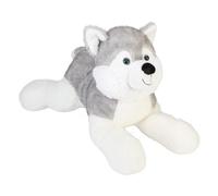 VFM e-Store - Lying Luxury Frosty Husky Soft Toy - Two Tone - Perfect for Plush Lovers, Gift Ideas for Children - Grey - 53cm X 18cm