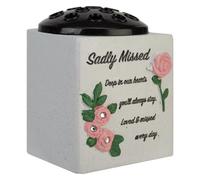 VFM e-Store - Memorial Ornament Flower Pot Sad, Emotional, Remembrance - 14cm X 13.5cm Grey X 1