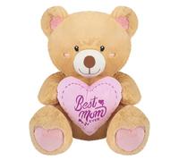 VFM e-Store Mothers Day Sitting Bear Soft Toy With Mum Decoration - Best Mum Ever - Large Plushie Bear - Jumbo Teddy Gift for Someone Special - 45cm X 37cm - Beige X 1