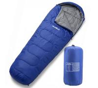 VFM e-Store - Mummy Sleeping Bag for Adults, Lightweight 2 Season Adult Sleep Bag for Summer Camping, Festivals and Travel, 225cm Single Bag With Carry Pouch, 170T Polyester, Blue