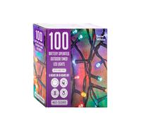 VFM - Coloured 100 Led Battery Christmas Lights - Festive Bright String Xmas Tree Wedding Fairy Lighting Indoor & Outdoor Timer Multi Function Control