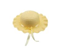 VFM e-Store Pastel Easter Bonnet Satin Ribbon Frilly Hat in Yellow VFM e-Store Yellow