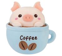 VFM e-Store - Pig Coffee Cup Soft Toy Cute Plushie Huggable Cuddly Stuffed Toy Plush Toy Cute Stuffed Plushie, Gifts for Birthday, Valentine's Day Christmas - 20cm Blue