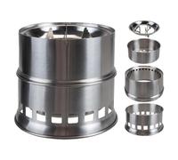 VFM e-Store - Portable Camping Stove Solid Fuel, Firewood, Charcoal - Camping, Travel Holiday Accessories for Summer - 16cm X 16cm Silver X 1