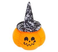 VFM e-Store - Pumpkin Soft Toy With Witches Hat Halloween Decoration Trick Or Treat Party Oranament - 23cm X 16cm Black X 1