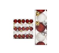 VFM e-Store Red & White 3cm Mini Baubles (25 Pack) - Christmas Tree Decorations VFM e-Store Red