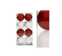 VFM e-Store Red & White 5cm Baubles Assorted (8 Pack) - Christmas Tree Decorations VFM e-Store Red