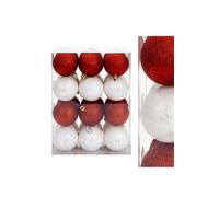 VFM e-Store Red & White 6cm Baubles Assorted (24 Pack) - Christmas Tree Decorations VFM e-Store Red