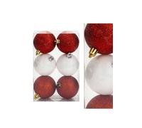 VFM e-Store Red & White 6cm Baubles Assorted (6 Pack) - Christmas Tree Decorations VFM e-Store Red