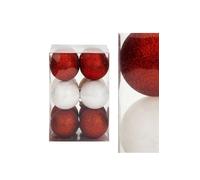 VFM e-Store Red & White Baubles Assorted (12 Pack) - Christmas Tree Decorations VFM e-Store Red