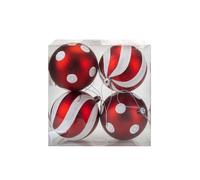 VFM - Red & White 9cm Baubles Candy Cane (4 Pack) - Christmas Tree Decorations