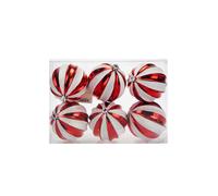 VFM - Red & White 8cm Baubles Stripe Candy Cane (6 Pack) - Christmas Tree Decorations