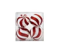 VFM - Red & White Stripe 8cm Baubles Candy Cane (4 Pack) - Christmas Tree Decorations