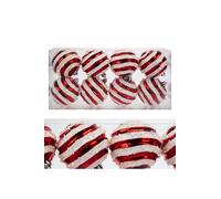 VFM - Baubles Red & White 8cm Stripe Baubles Candy Cane (8 Pack) - Christmas Tree Decorations
