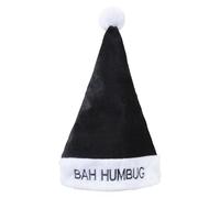 VFM e-Store - Santa Hat Bah Humbug Christmas Hat X 1 Stocking Filler Xmas Present Celebration Festive Winter Ornaments - 30cm X 42cm Black