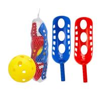 VFM e-Store - Scoop Catch Ball Set Outdoor Games Summer Activity Classic Family Games, Kids and Adults - 30cm X 12cm Red Blue X 2