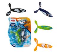 VFM e-Store - Sea Life Diving Torpedo Toy Spin Action Outdoor Summer Activity Bath Classic Family Games, Kids and Adults - 12cm X 18cm Black,Green Or Orange X 2