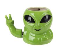 VFM e-Store - Shaking Alien Wobble Mug - Funny Hot Drink Cup - Perfect for Coffee and Tea Lovers, Gift Ideas - Green - 12cm X 15cm