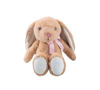 PMS VFM - Brown Rabbit 30cm Plush With Pink Spotty Ribbon Bow - Super Soft Sitting Floppy Ears Embroidered Details Pippin Bunny Cuddly Toy