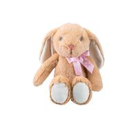VFM e-Store Brown Rabbit Teddy 23cm - Pippin Bunny Plush Soft Toy With Pink Ribbon Bow - Cuddly Toy Sitting Bunny for New Baby Gifts