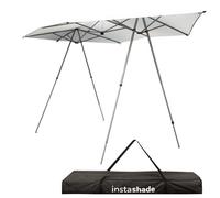 VFM e-Store - Sun Shade 4-8 People Cooling Material- 4 Position Umbrella Function With Carry Bag Outdoors Camping Hiking Holidays Festivals Travel - White 4-8