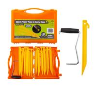 VFM e-Store Tent Pegs Plastic Peg & Extractor With Case 22cm x 4cm Orange X 1 Pack of 12 | Size: 22 cm x 4 cm VFM e-Store Orange 22 cm x 4 cm
