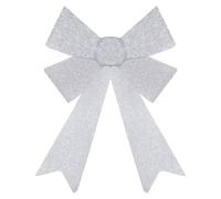 VFM e-Store - Tinsel Bow Christmas Decoration X 1 Stocking Filler Xmas Present Celebration Festive Winter Ornaments - 22cm X 32cm X 7cm White