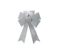 Tinsel Bow Light Up Christmas Decoration X 1 29Cm X 43Cm X 10Cm Silver