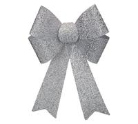 VFM e-Store - Tinsel Bow Light Up Christmas Decoration X 1 Stocking Filler Xmas Present Celebration Festive Winter Ornaments - 29cm X 43cm X 10cm Silver